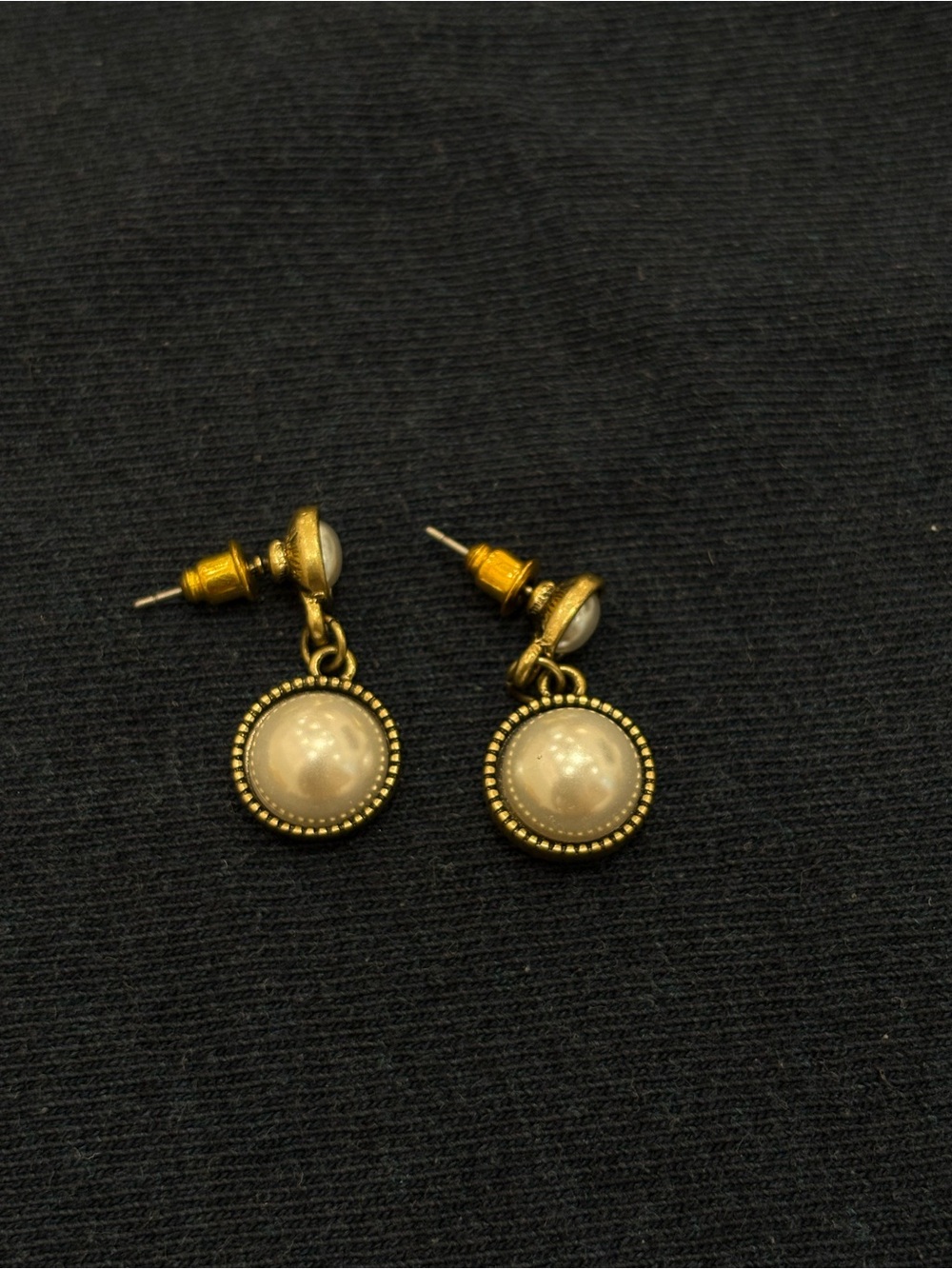 Gold-Tone Pearl Drop Stud Earrings - Classic Women Jewelry